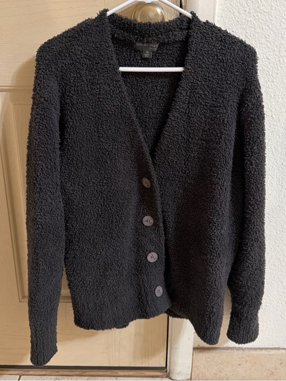 Barefoot Dreams Black Plush Button-Front Cardigan